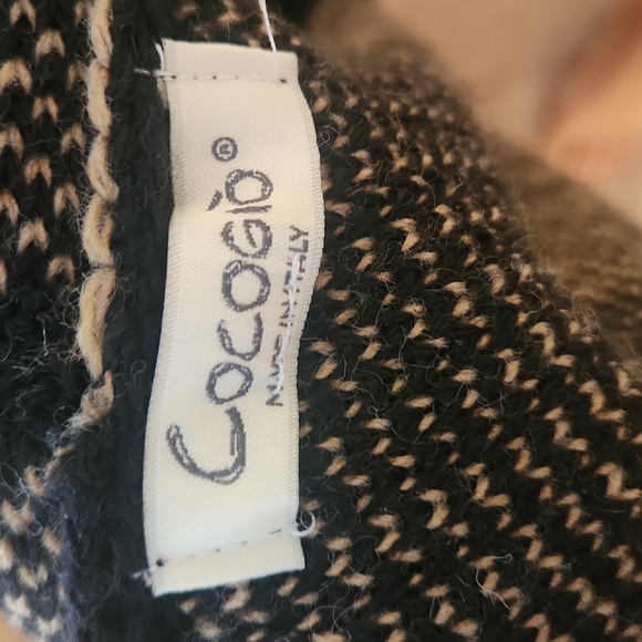 Made in Italy trendy sweater coat, black/camel size small - Picture 5 of 7